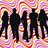 Young people on retro background